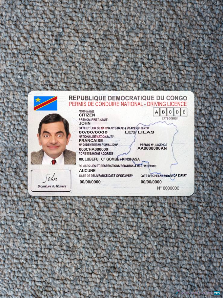 Download Congo national driving license photolook front Photoshop template